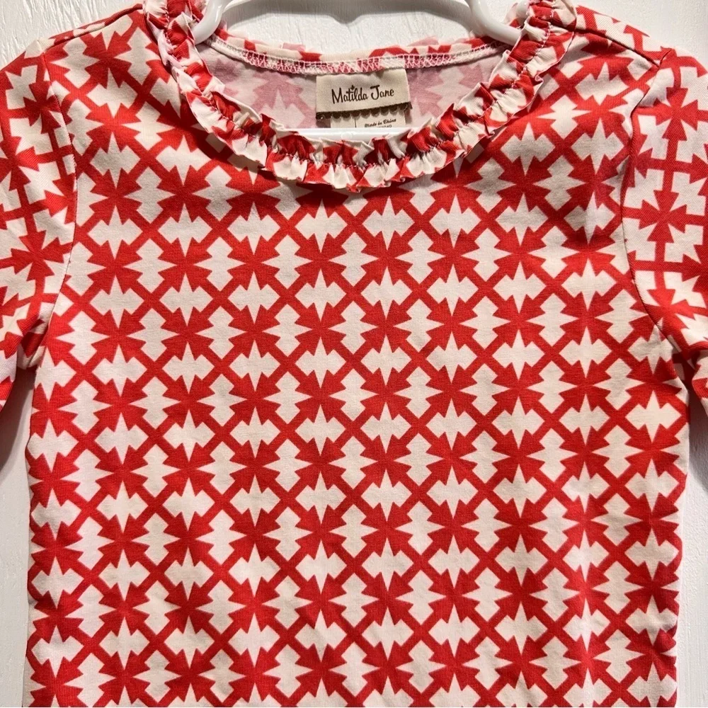 MATILDA JANE • Girls 4  • Secret Fields Vault Sunset • Coral Geometric TEE TOP - Picture 2 of 8